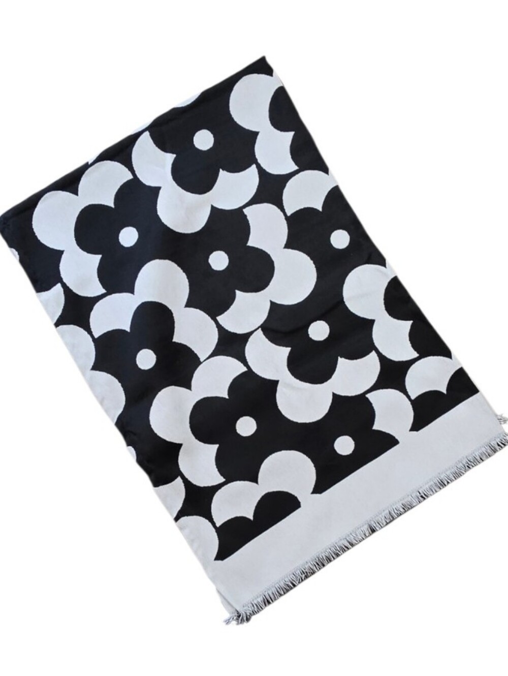 Roomy Reversible Floral Throw Blanket Black White Scandinavian 51x71 NWT - Picture 2 of 9